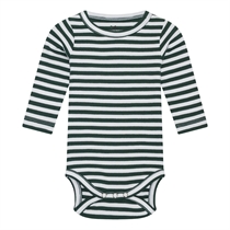 BIRKHOLM Stribet Rib Body Perfekt Hvid & Platan Grøn